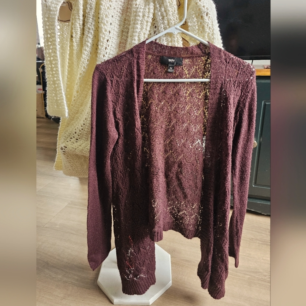 Deep Burgandy Cardigan, Size Medium